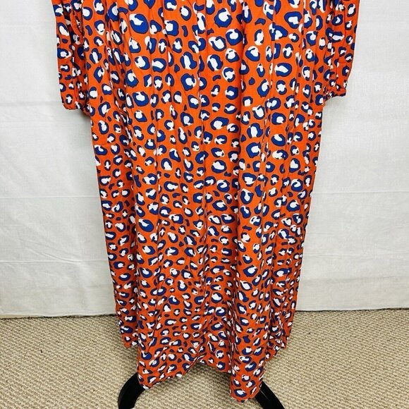 NWOT Graceatwood The Drop Fire Red Animal Print Tie Neck Dress Sz M - Picture 3 of 11